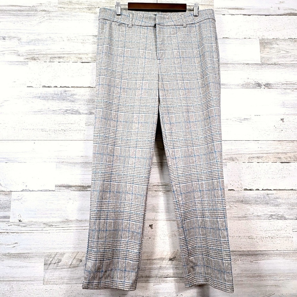 KUT from the Kloth Trousers Womens 14 Gray Plaid Straight Leg Slit Hem Corpcore